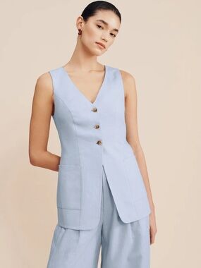 Posse Light Blue Sleeveless V-Neck Vest